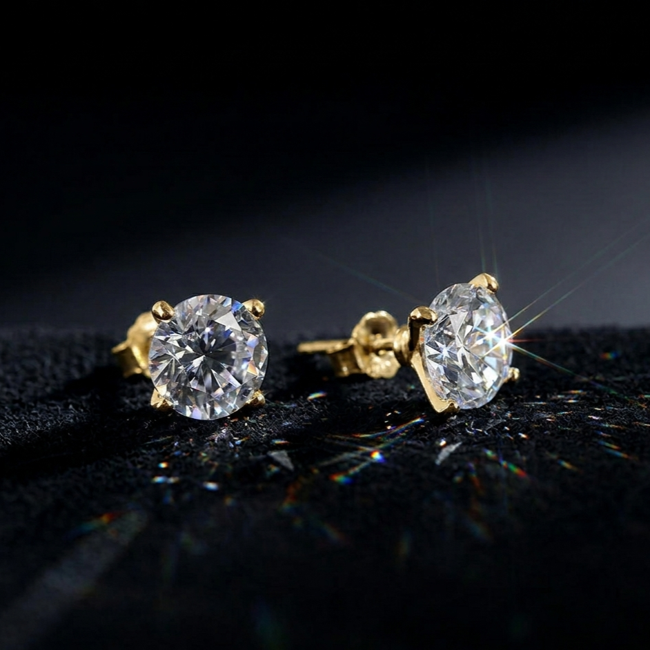 Four Prong Moissanite Stud Earrings