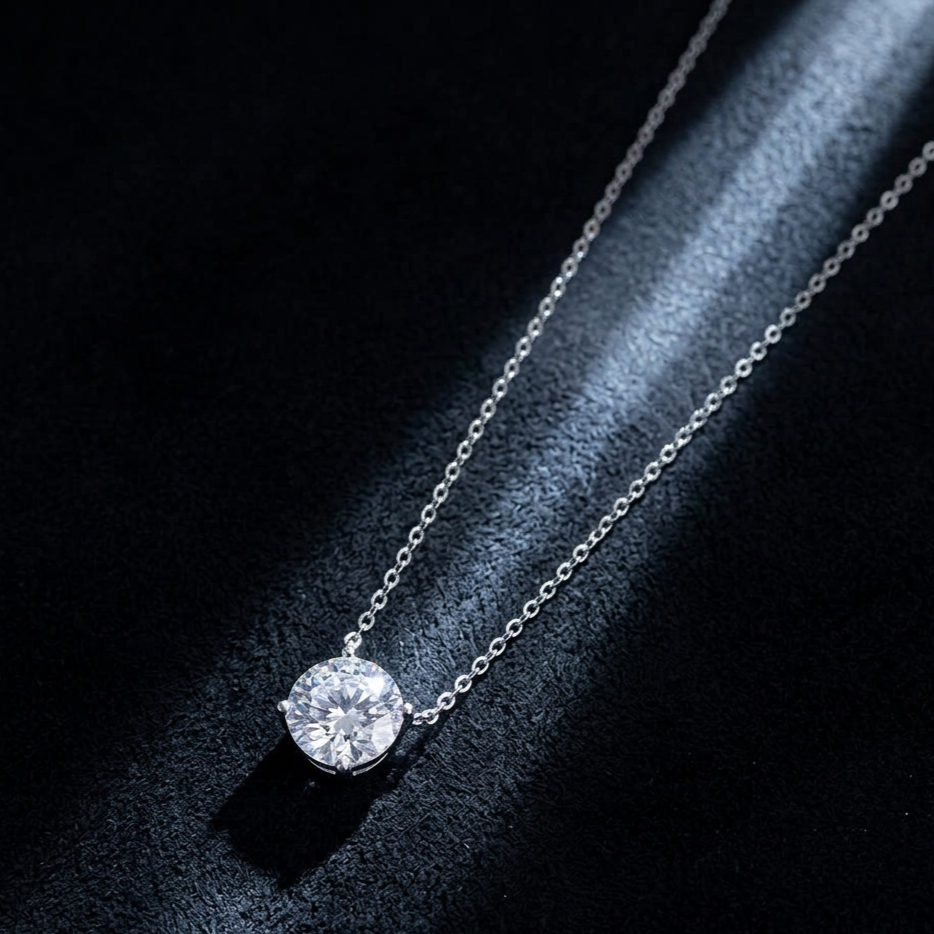 Round Moissanite Pendant Necklace