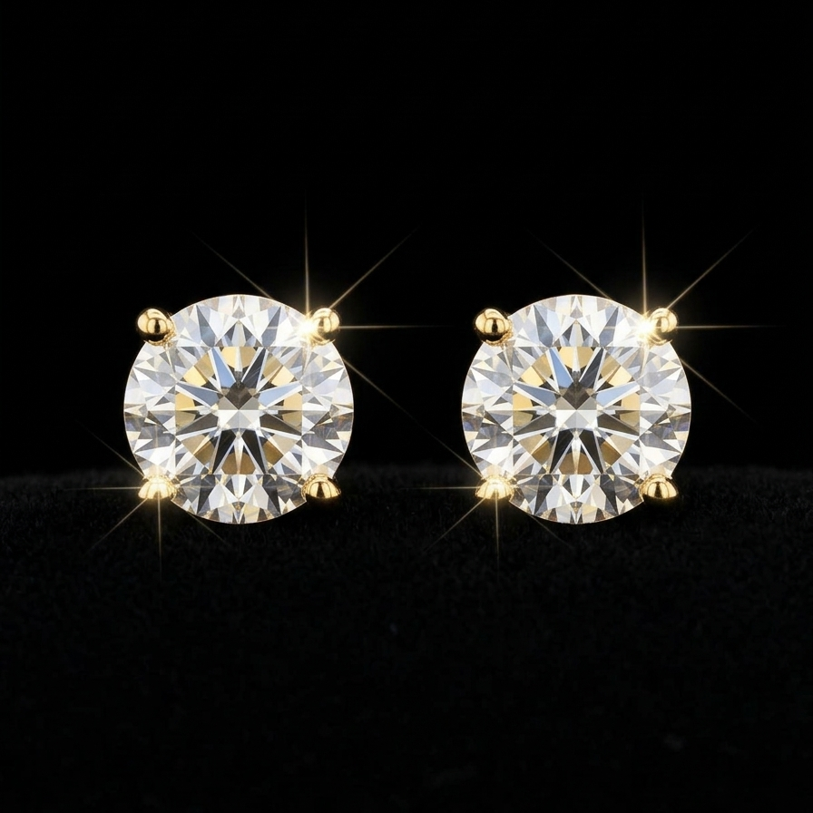 Four Prong Moissanite Stud Earrings