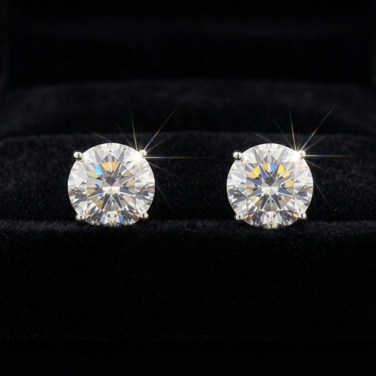 Four Prong Moissanite Stud Earrings
