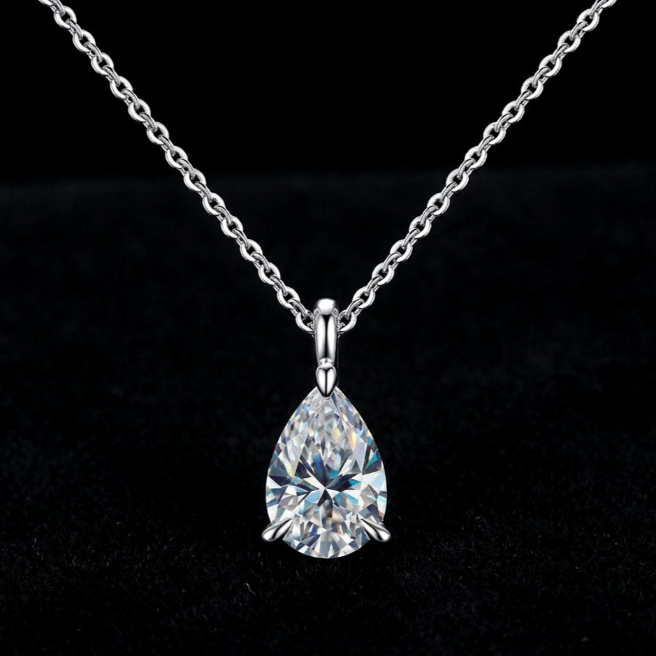 Teardrop Moissanite Pendant Necklace
