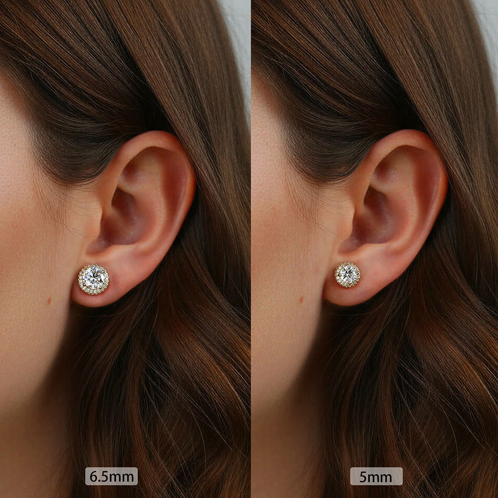 Halo Moissanite Stud Earrings