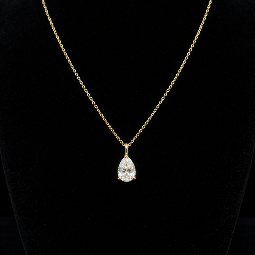 Teardrop Moissanite Pendant Necklace
